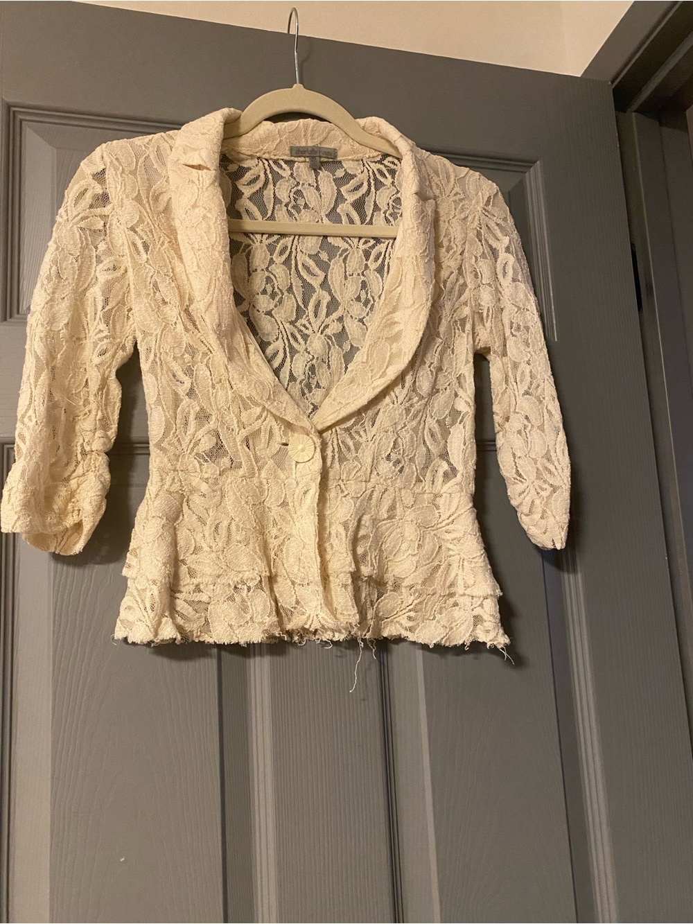 Charlotte Russe XS Cream Lace Peplum Blazer boho chic